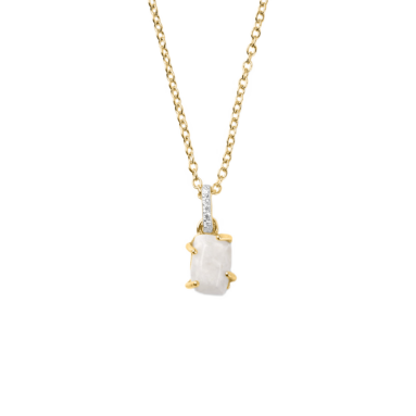 Perfect Gift – Raw Moonstone Pave Link Pendant Necklace
