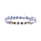 Amazing Gift for Grandmother – Blue Porcelain Floral Beaded Bracelet for Mom & Grandma