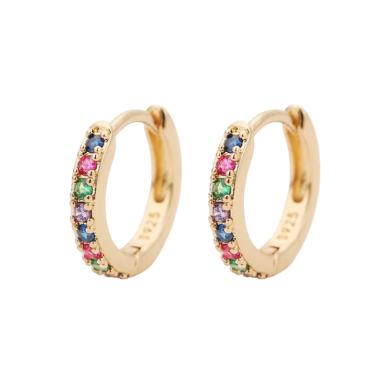 Incredible Gift – Rainbow Gemstone Huggie Hoop Earrings