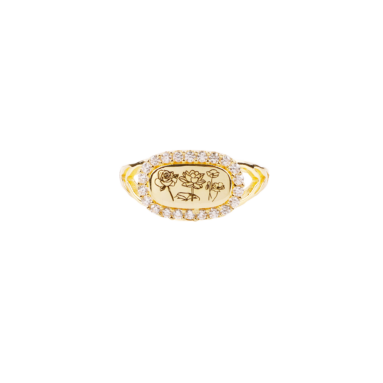 Astounding Birth Flower Jewelry Gift – Personalized Birth Flower Bejeweled Ring