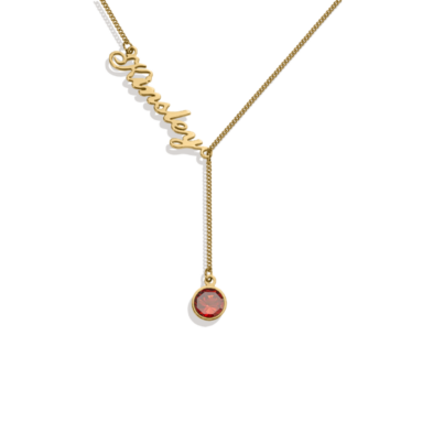 Astounding Gift For Soul Sister – Birthstone Lariat Name Necklace