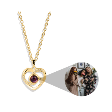 Brilliant Photo Jewelry Gift – Center of My Heart Pave Photo Necklace