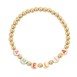 Splendid Gift For Soul Sister – Custom Rainbow Letter Gold Disc Bead Bracelet