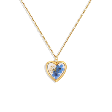Ideal Gift – Handmade Pressed Flower Photo Heart Locket