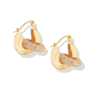 Unique Gift – Pave Interlock Hoop Earrings