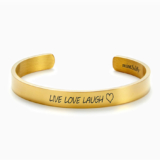 Superior Positive Vibes Gift – Live Love Laugh External Personalizable Cuff Bracelet