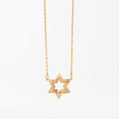 Excellent Gift – Gold Star of David CZ Necklace – Think Goodness