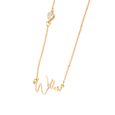 Fantastic Gift For Soul Sister – Modern Name Necklace with Heart Diamond Accent