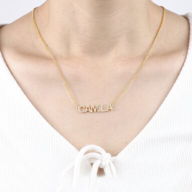 Perfect Gift For Soul Sister – Pave Block Name Necklace