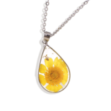 Amazing Boho Beauty Gift – Pressed Birth Flower Droplet Necklace