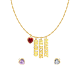 Perfect Gift for Grandmother – Singapore Chain Name Necklace With Heart Birthstones