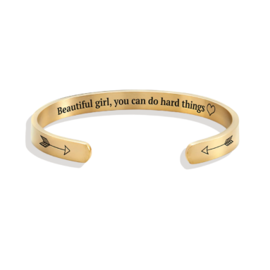 Magnificent Inspiration Gift – Beautiful Girl You Can Do Hard Things Personalizable Cuff Bracelet