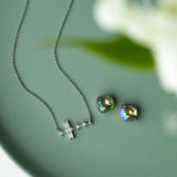 Remarkable Gift – Silver Cross Necklace &amp; Paradise Shine Earrings Gift Set – Think Goodness