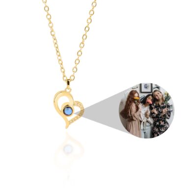 Amazing Photo Jewelry Gift – Half Pave Heart Photo Necklace