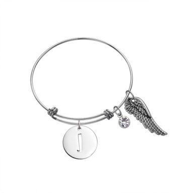 Brilliant Positive Vibes Gift – Custom Initial Guardian Angel’s Wing Bracelet