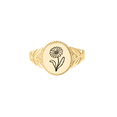 Impressive Birth Flower Jewelry Gift – Birth Flower Signet Ring