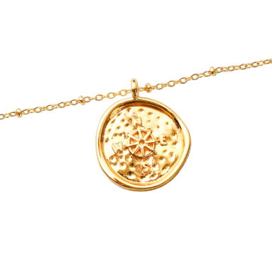 Extraordinary Boho Beauty Gift – Stamped Compass Pendant Necklace