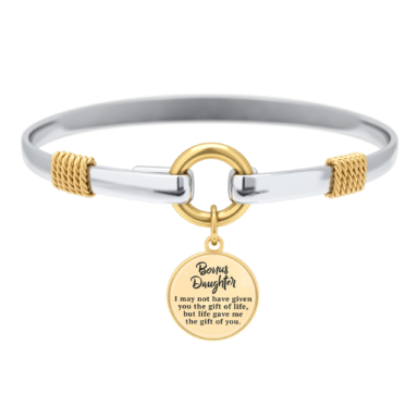 Fantastic Gift for Daughters – Bonus Daughter – Two-Tone Custom Charm Bracelet