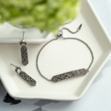 Distinctive Gift – Silver Deco Marcasite Bracelet &amp; Earrings Gift Set – Think Goodness
