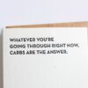 Betsy & Iya’s “Carbs Are the Answer” Card: My New Fave